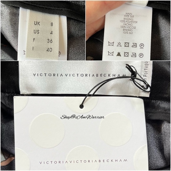 Victoria Beckham NWT black silk twill bird print pants *shop@iamwarrior - Picture 9 of 10